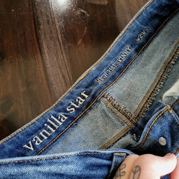 Vanilla Star Dark Wash High Rise Skinny Ankle Jeans - Picture 5 of 7